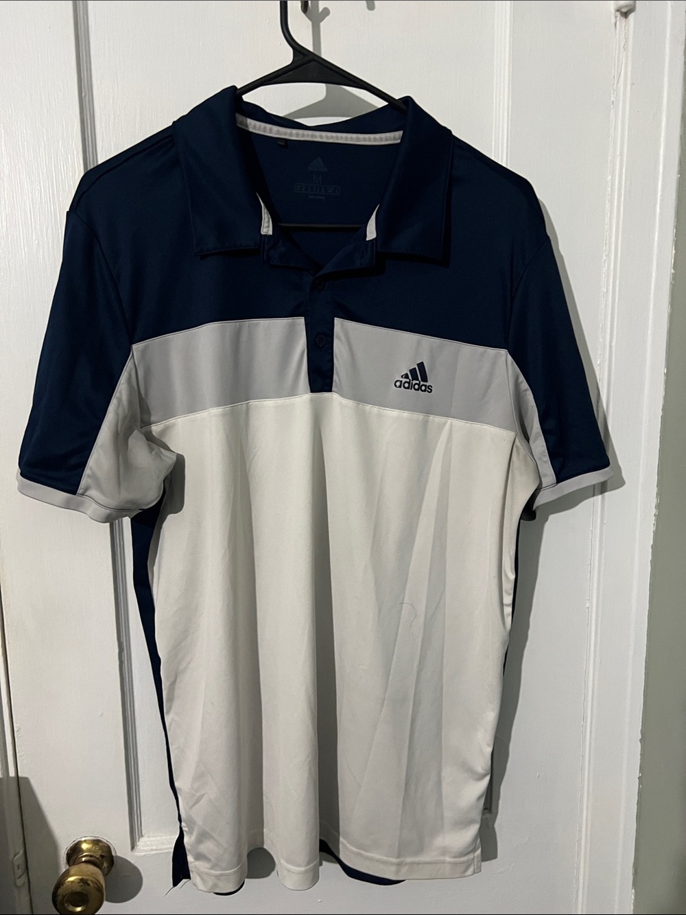 adidas Men’s Navy, Light Gray and White Colorblock Polo